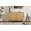 Buffet avec rangement, buffet en bois rétro à 4 portes avec finition vieillie et tablettes réglables pour la salle à manger, la cuisine et le salon (naturel)
