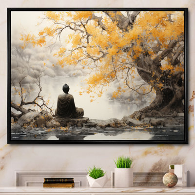 Grey And Yellow Buddhism Enlightened Path II Framed On Canvas Print