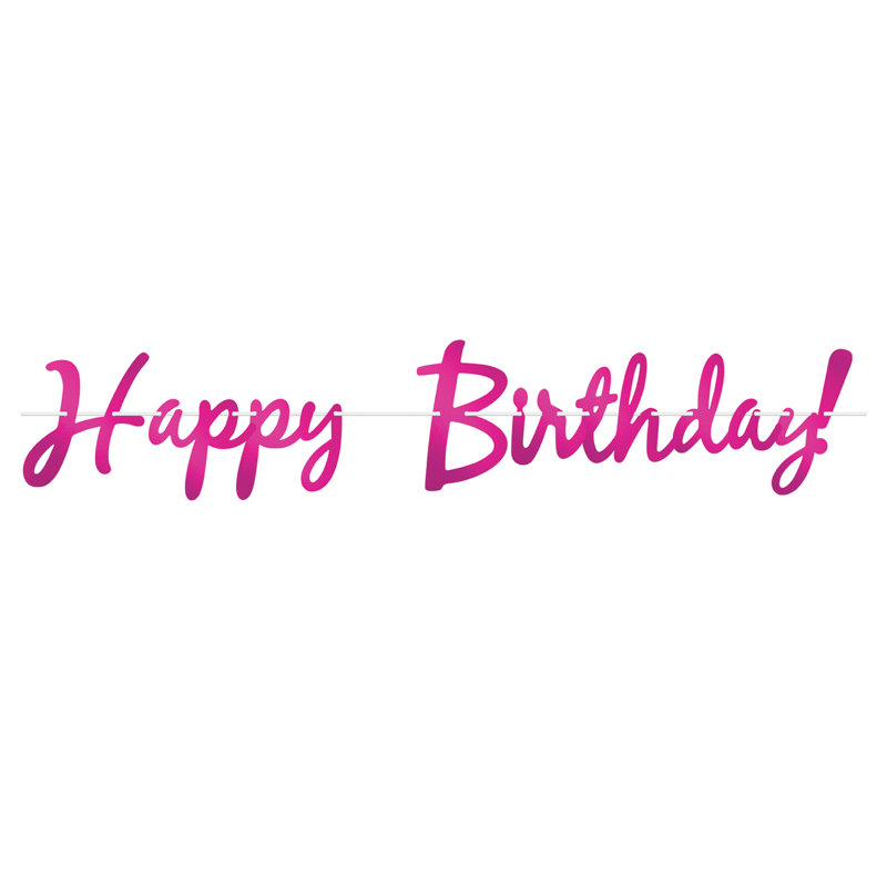 Banderole Foil Happy Birthday, Pink