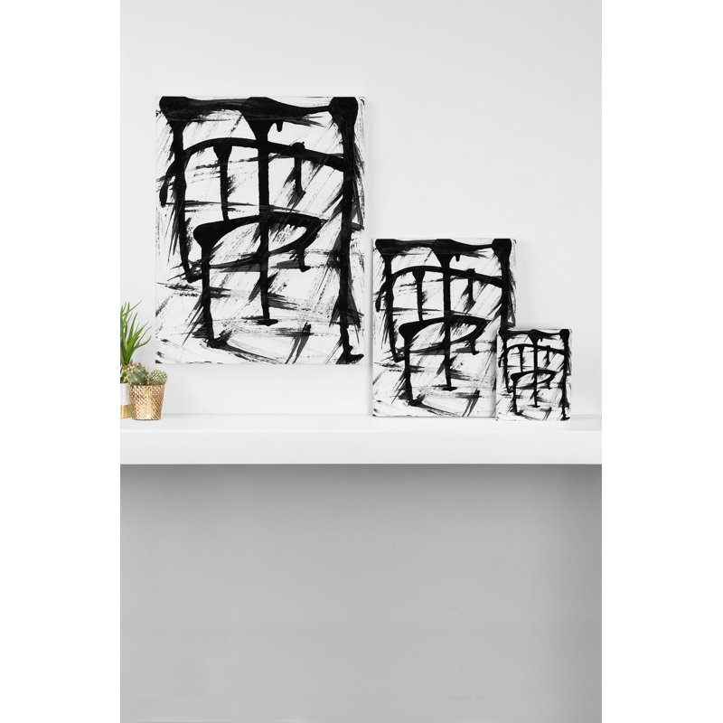 «Black Brush Stripes» par Svetlana Bogatyreva - imprimé, H 10 po x l 8 po x P 2 po, Toile tendue, Pas de tapis