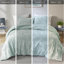 Double / grand, 3 pièces, velours froissé, édredon réversible, couleur, doux et moelleux - rembourrage, rembourrage, lavable à la machine-121248382-121248381