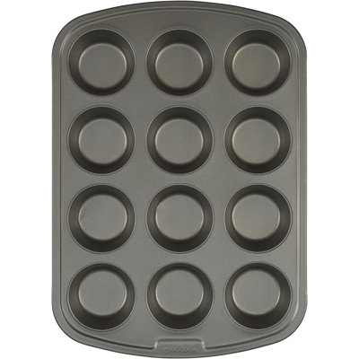 GoodCook Everyday Nonstick Steel Muffin Pan, 12 cup, Grey