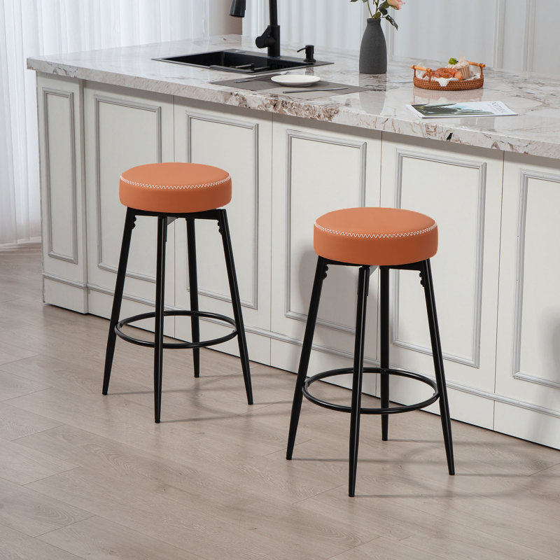 Swivel Upholstered Counter Stool with Metal Frame, Brown