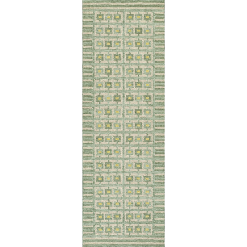 Tapis géométrique en laine et en coton tissé à la main Freya, Tapis de couloir 2 pi 6 po x 8 pi