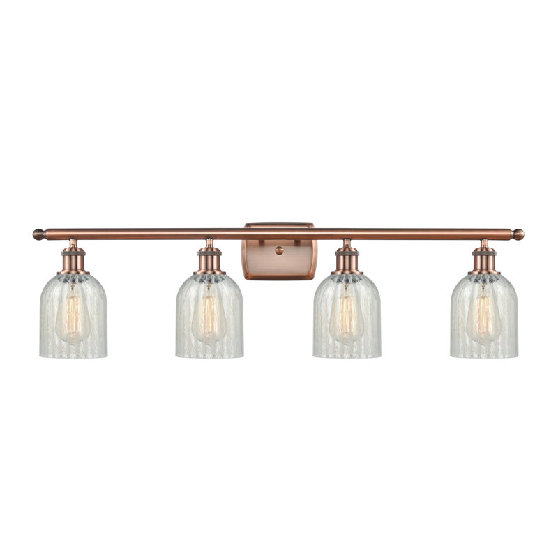 Vella 4 - Light Dimmable Vanity Light, 6 Watt Vinage LED Bulb, Mouchette, Antique Copper