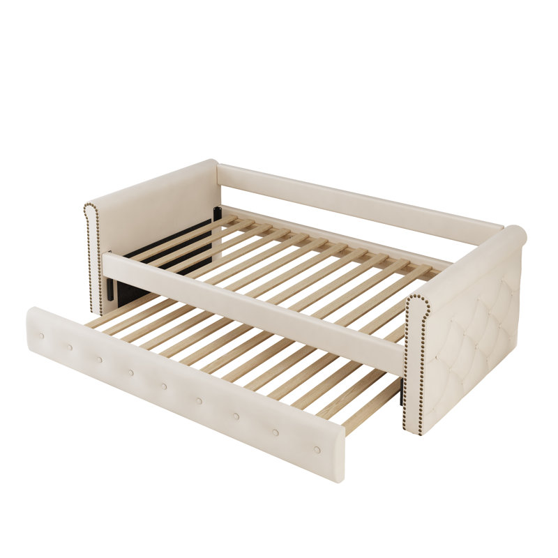 Jill Upholstered Velvet Daybed, Beige