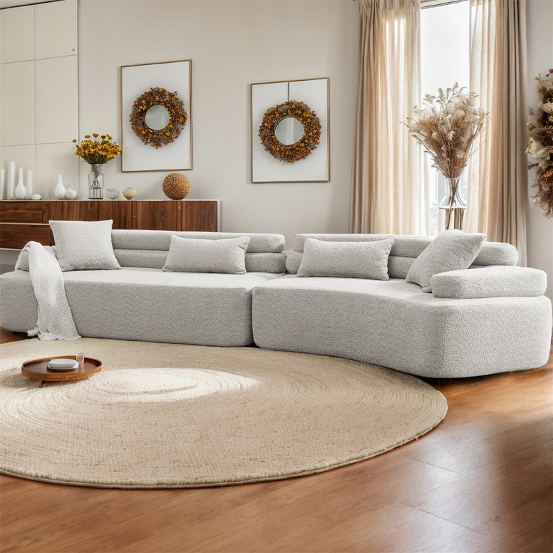 Shandra 139'' Modular Sectional Sofa, Shandra Gray Polyester