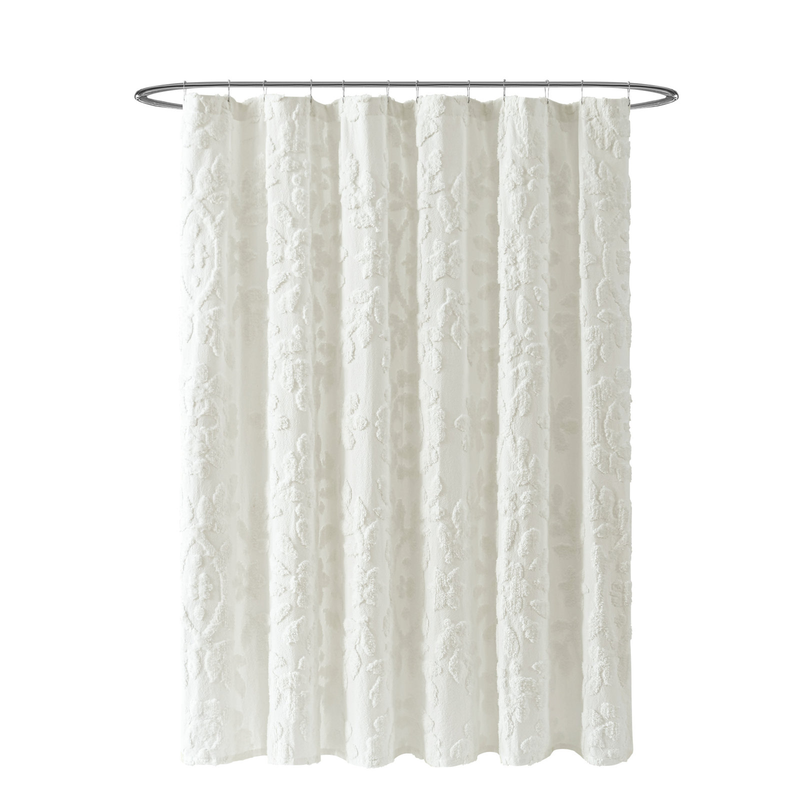 Peri Home Chenille Laurel Shower Curtain, White