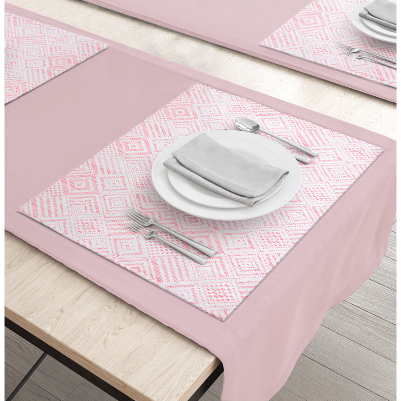 Nayloni Plastic / Acrylic Geometric Rectangle Placemat, Pink
