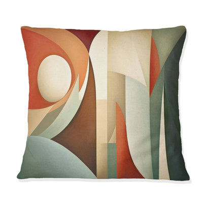 Coussin décoratif orange, vert, symétrique et visuels - formes abstraites