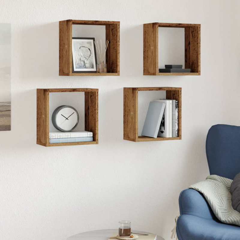 Renu Floating Shelf, 30cm H x 30cm W x 15cm, Old Wood