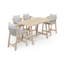 Ensemble de salle à manger de patio rectangulaire en bois d'acacia avec coussins-100088114