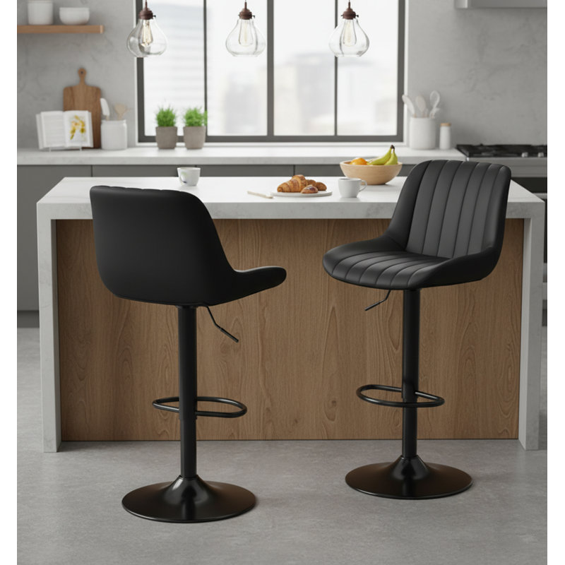 Adjustable Height Counter Stool with Metal Frame