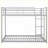 Full Over Full Metal Low Bunk Bed with Ladder - Silver for Small Spaces