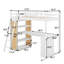 Lit mezzanine simple avec échelle, tablettes et bureau