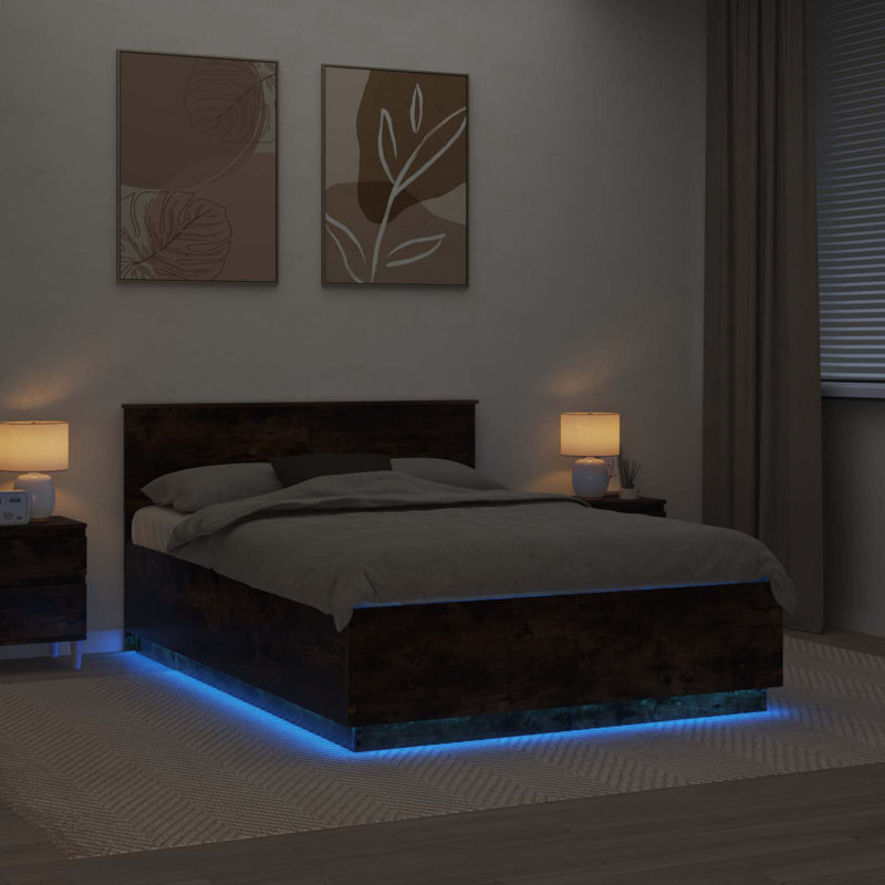 Bed, European Kingsize (160 x 200 cm), Smoked Oak