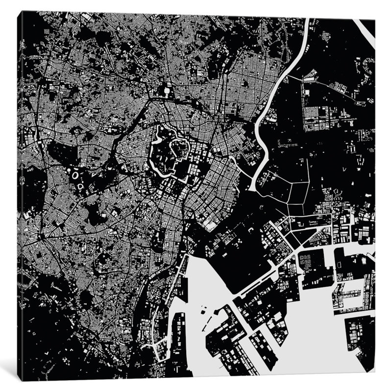 « tokyo », impression carrée sur toile tendue, H 12 po x l 12 po x P 1,5 po, Toile tendue, Pas de tapis