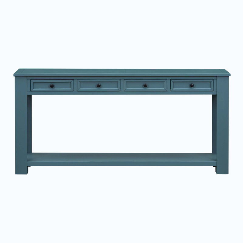 3-Drawers Storage  Console Table with Bottom Shelf for Entryway Hallway, Dark Blue