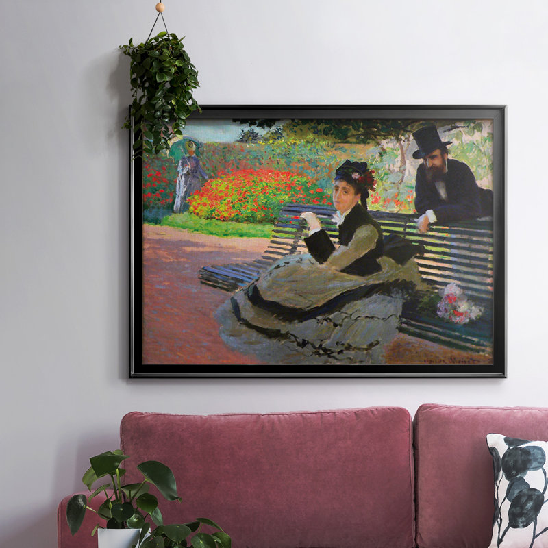 Camille Monet sur un banc de jardin, reproduction d'art sur toile, Noir, H 18 po x l 26 po x P 1,5 po