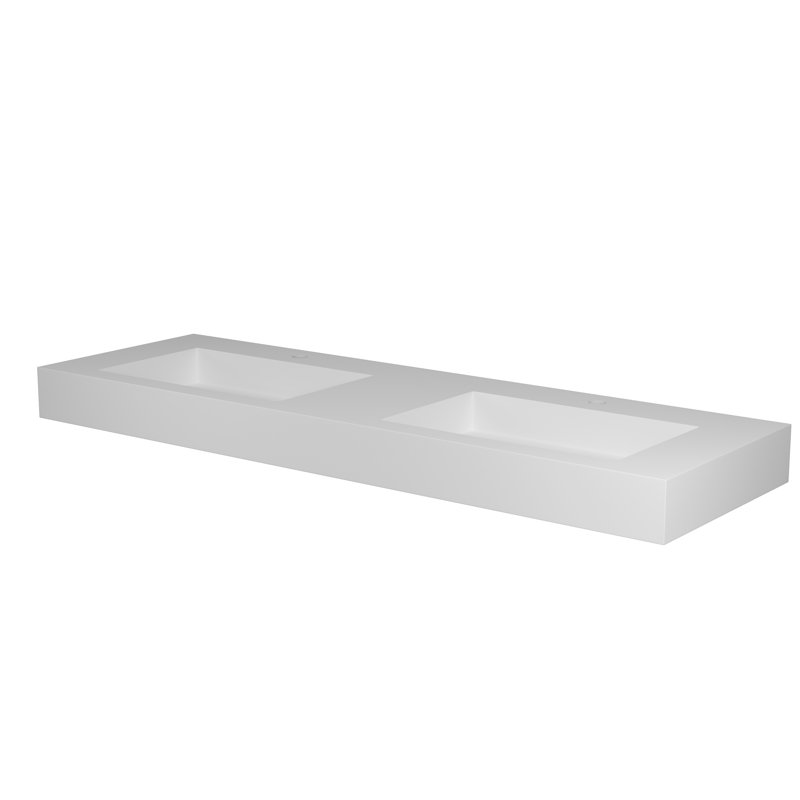 Bathroom Sink Vanity In Stone Resin Solid Surface - 58.92 Depth, 18.67 Width, 4.23 Height Adaptable To Layout Requirements, Scratch Finish, Elegant Decor Basin Of Deep, Wide, 70.59 Lb Scratches,