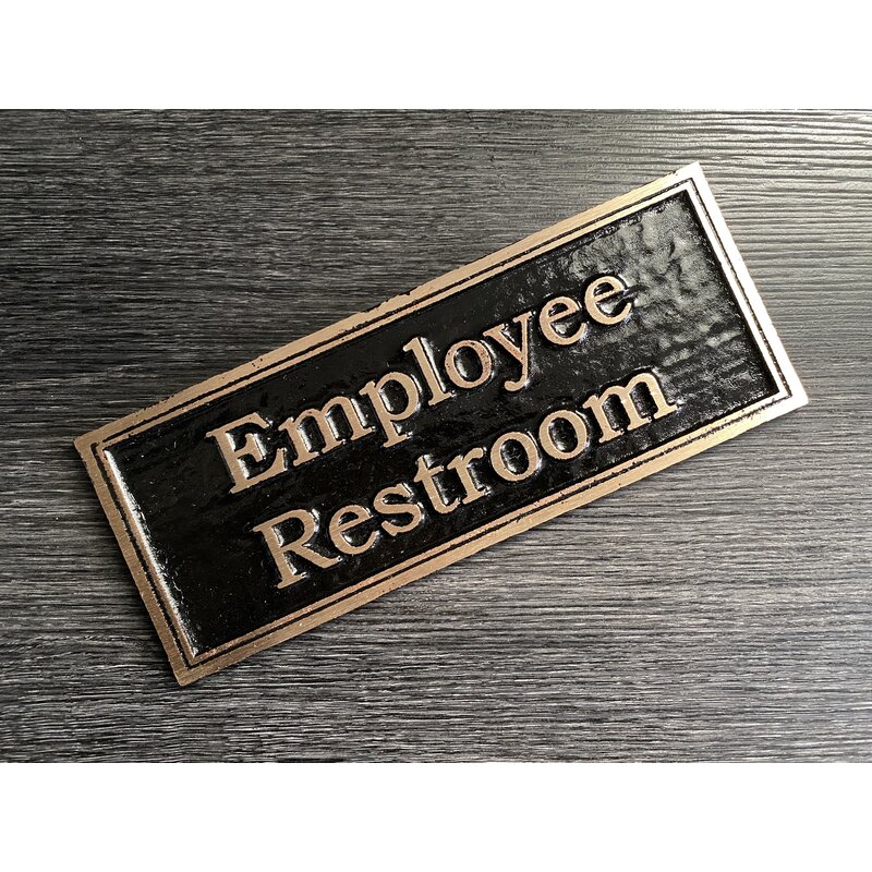 Contemporary Employee Restroom Sign, Black/Gold