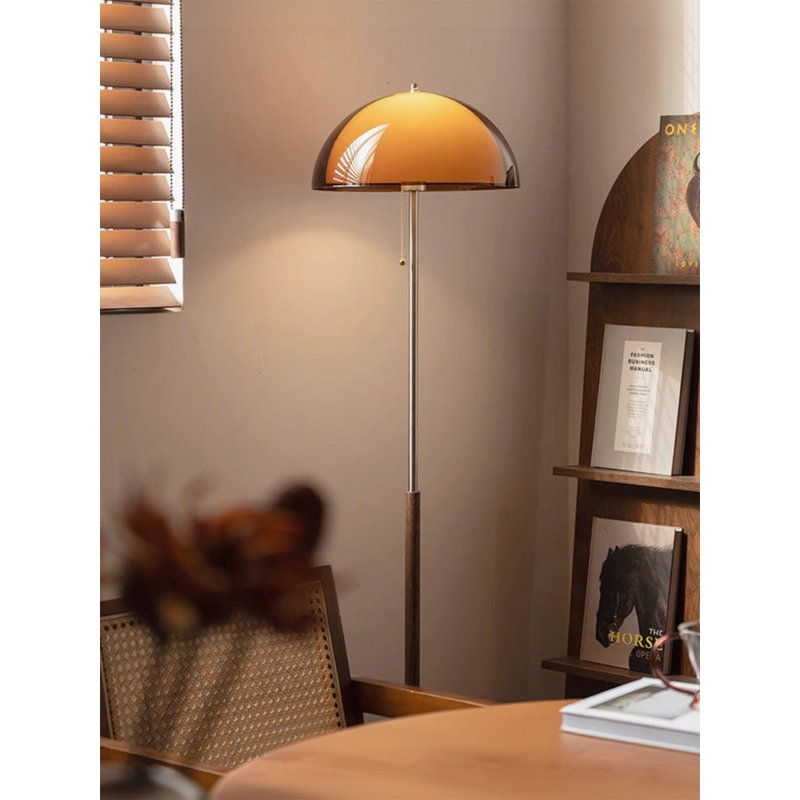 Lampe sur pied rétro en bois massif et acrylique de style américain