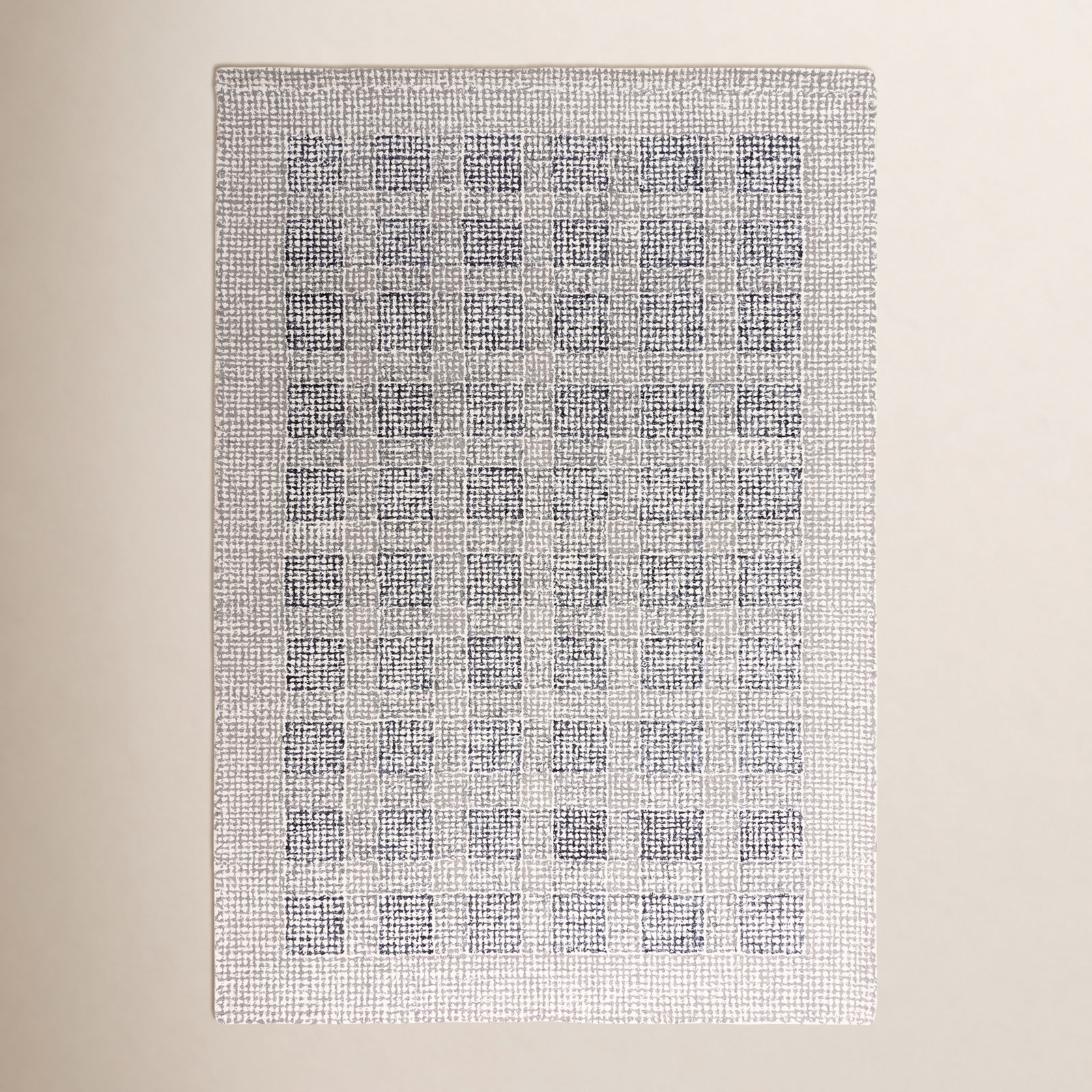 Airica Blue Hand-Tufted Geometric Wool Rug, 7'6" x 9'6"