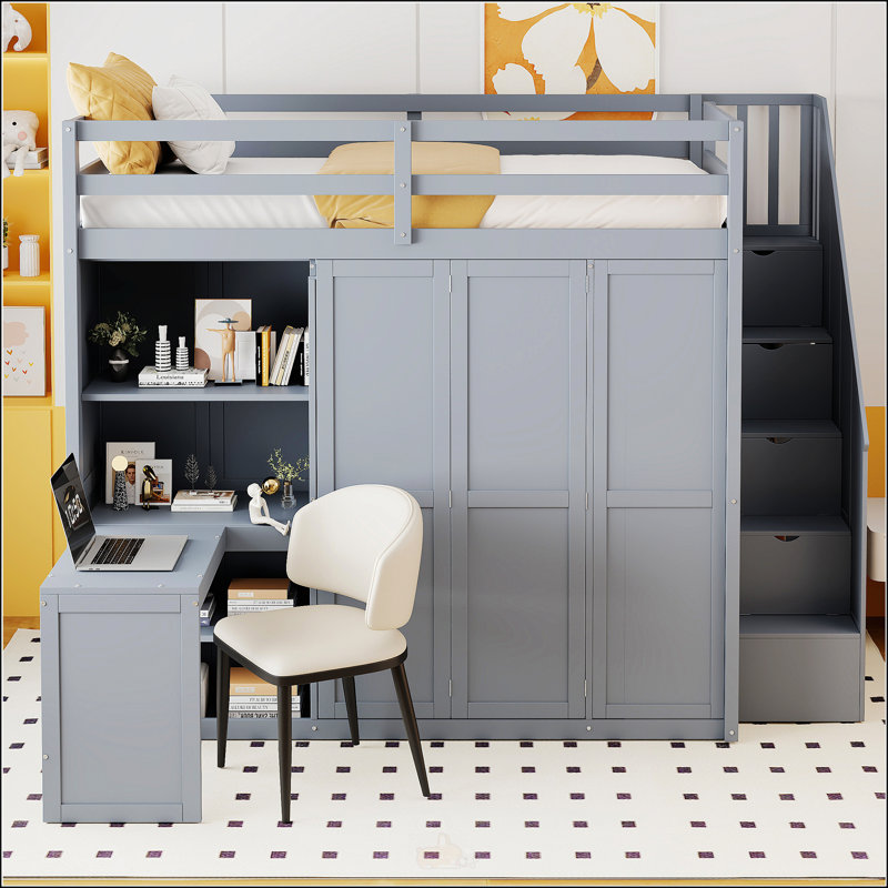 Full Size Loft Bed With Wardrobe
