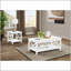 Table basse à plateau relevable de 44 pouces avec côtés en X et finition peinte en blanc pour une esthétique de maison de campagne moderne