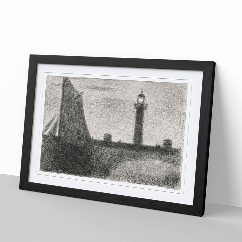 Lighthouse at Honfleur by Georges Seurat - Picture Frame Painting, Black Framed, 48cm H x 65cm W x 2cm D