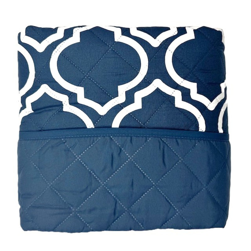 Housse réversible pour canapé à coussins carrés / rectangulaires, Polyester bleu marine / blanc
