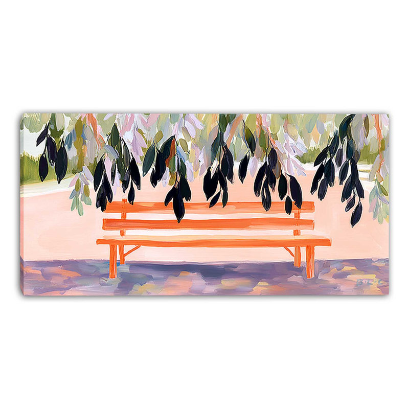 Art mural sur toile avec banc de jardin pêche, L 27,5 po x H 55 po x P 1,5 po