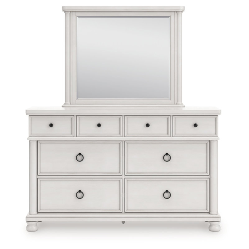 Commode et miroir Kanisha, Blanc