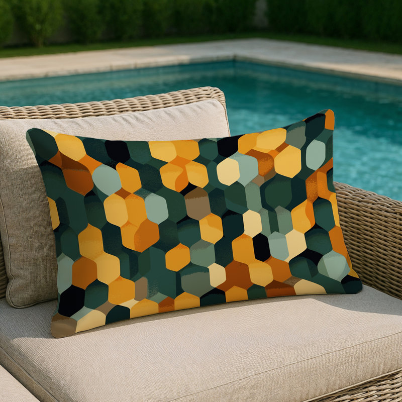 Grid Harmony Indoor And Outdoor Throw Pillow, Rectangle 25"H x 18"W