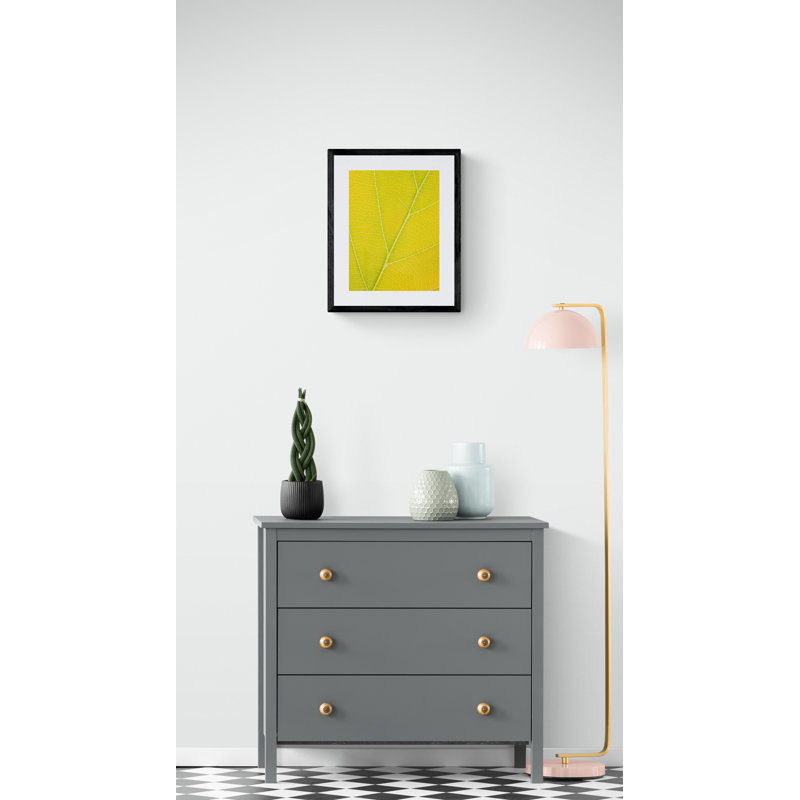 Autumn Leaf Print by Philippe Monthoux, Black Framed Paper, Yellow, 32" H x 24" W