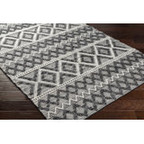 Bhrianne Geometric Handmade Flatweave Recycled P.E.T. Area Rug in Gray/White