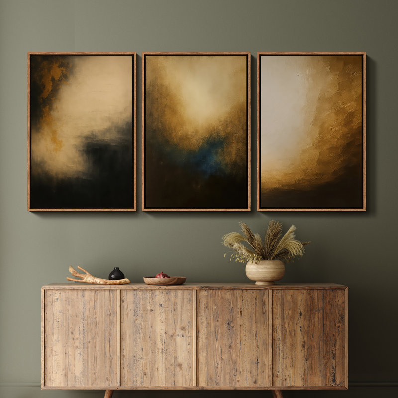 Art mural encadré, rétro, antique, classique pour chambre à coucher - 16 po x 24 po x 3 panneaux, H 24 po x l 16 po, Naturel