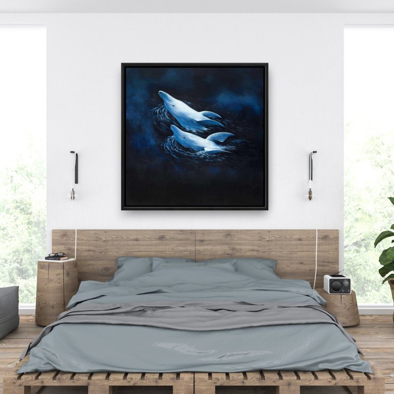 "Deux dauphins qui nagent" sur toile