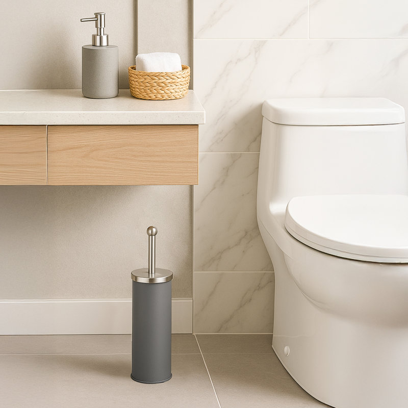 Fillingham Free-Standing Toilet Brush and Holder, Grey