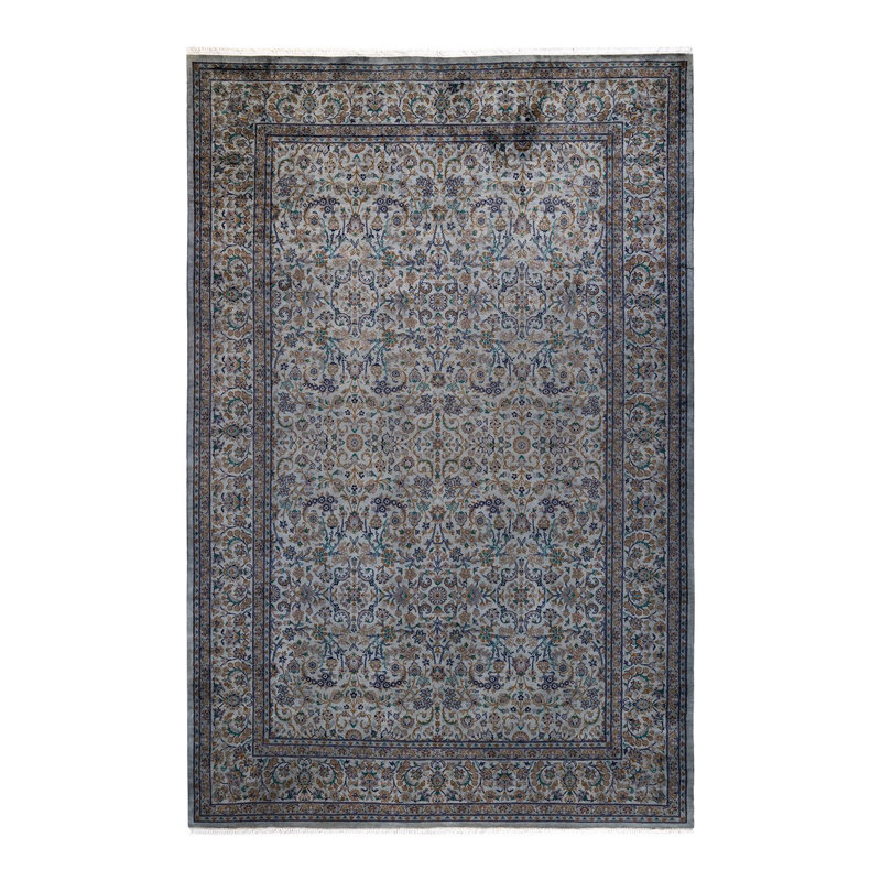 Tapis gris fait à la main de conception unique Chimel