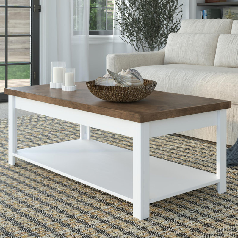 Table basse 48 po Hampton, aucun assemblage requis, finition jasmin blanchi et bois de grange