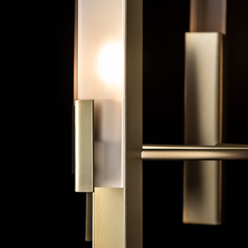 Lustre 8 lumières Summit, Verre givré, Laiton moderne