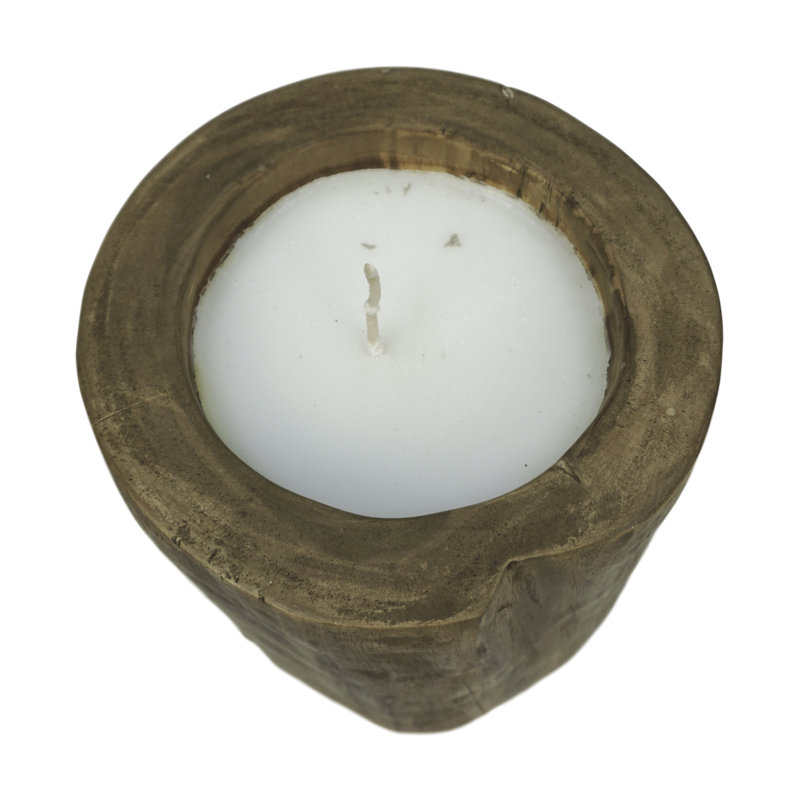 Unscented Jar Candle with Wood Holder, 10cm H x 20cm W x 20cm D