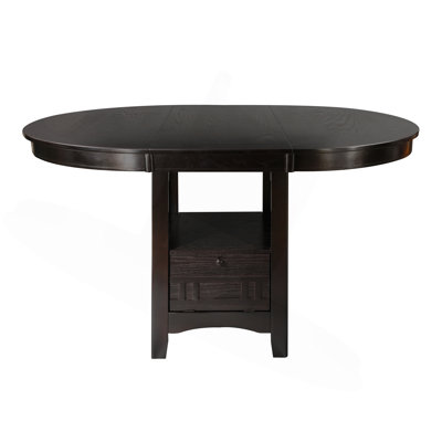 Dark Cherry Finish Counter Height 1Pc Dining Table W Extension Leaf And Storage Base Traditional Design Dining Room Furniture
