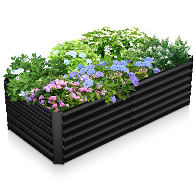 Lit de jardin surélevé en métal Minhchau, Noir, 1, H 24 po x l 96 po x P 48 po