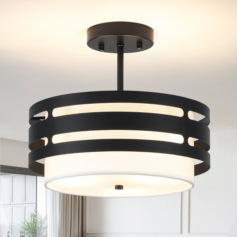 Luminaire suspendu 3 lumières avec abat-jour tambour 3 lumières 12,6 po
