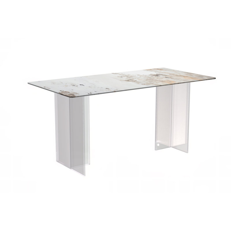 Deveau Dining Table, 29.1" H x 31.5" W x 55.11" L, White Gray