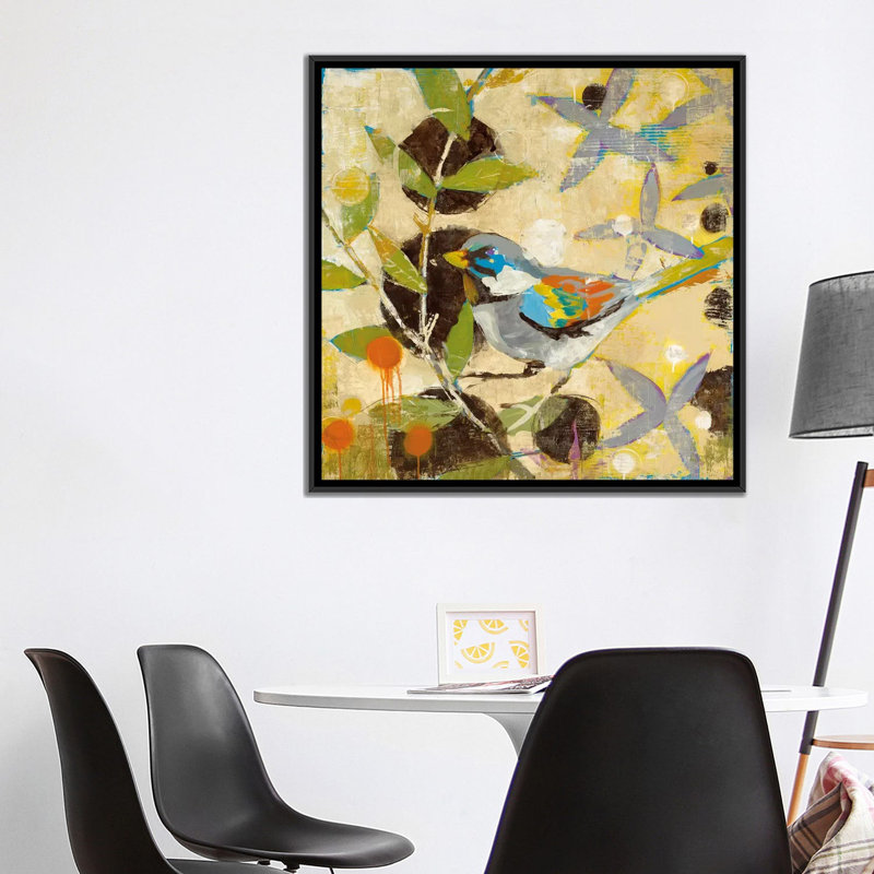 « flew the poulailler i », reproduction sur toile, H 37 po x l 37 po x P 1,5 po, Toile encadrée noire, Pas de tapis