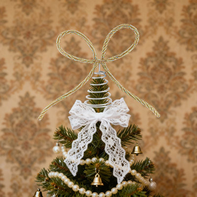 Christmas Christmas Tree Top Metal Rhinestone Bow Decorations Party Ambiance Decoration Props