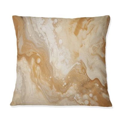Crème marbrée Melody IV - Coussin décoratif à imprimé abstrait